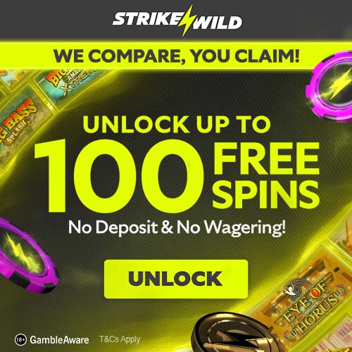 100 free spins with no deposit and no wagering from StrikeWild