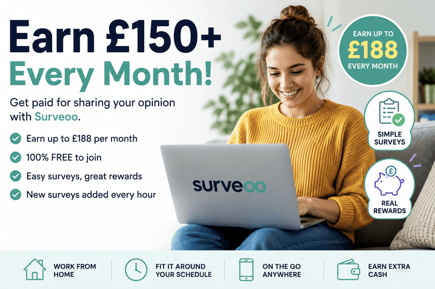 Earn money by completing surveys with Surveoo